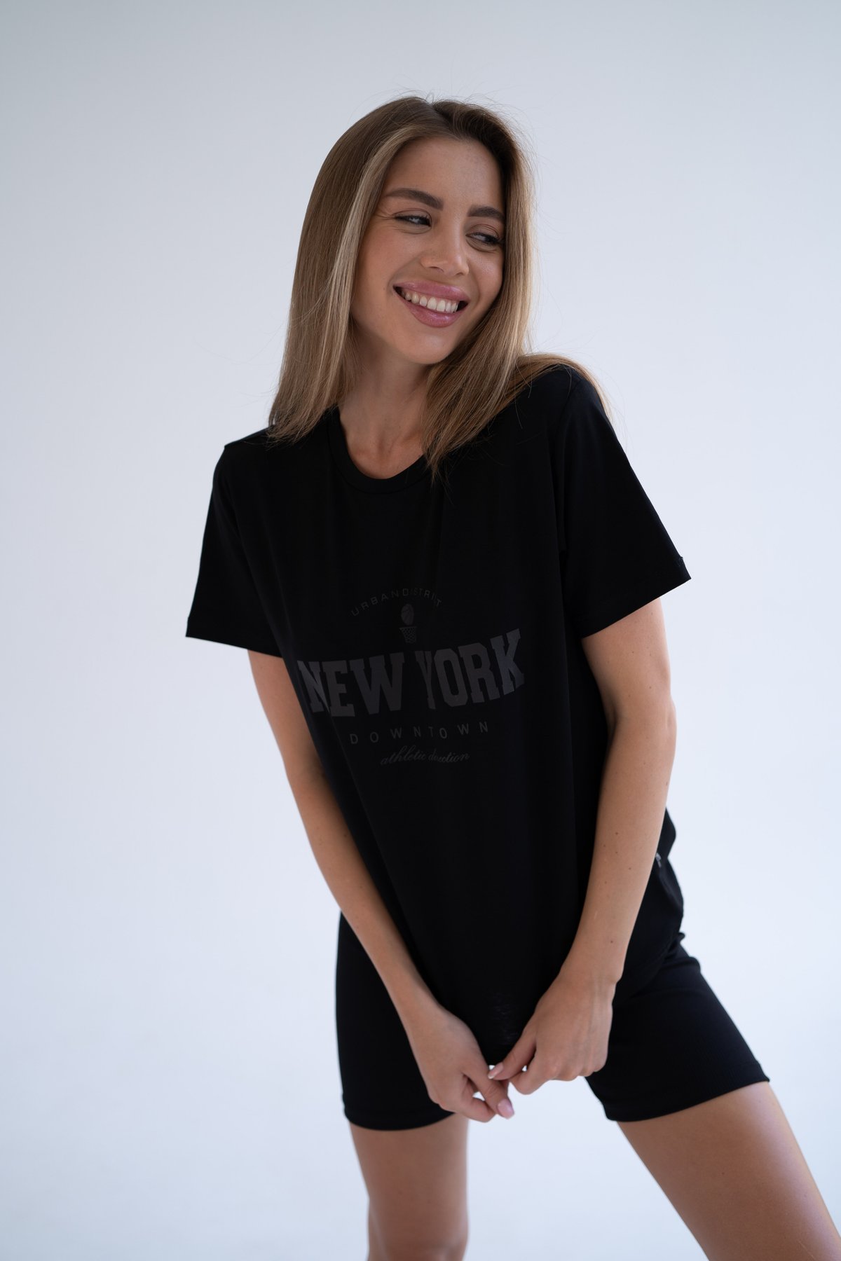 Женская хлопковая футболка Teamv New York Черная